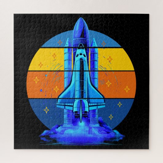 Antieke Blauwe Spaceshuttle Ruimteschip Legpuzzel (Verticaal)