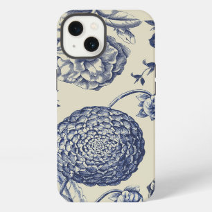 Antieke blauwe toile botanische bloemenprint bloem iPhone 13 hoesje