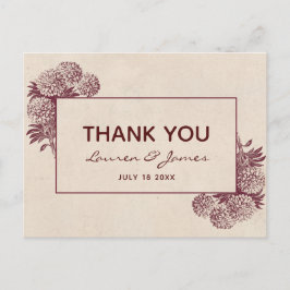 Antieke bloem bedankje I Retro botanisch Briefkaart