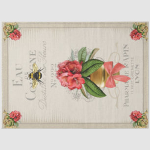 Antieke Bloem Bij Decoupage Ambacht Tissuepapier
