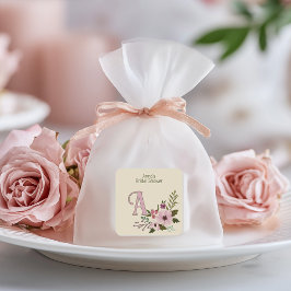 Antieke bloem bruiloftsbruiloft aangepaste monogra vierkante sticker