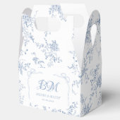 Antieke Bloem Franse Blauwe Trouw Monogram Bedankdoosjes (Geopend)
