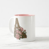 Antieke bloem-motief kat monogram mok (Voorkant links)