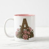 Antieke bloem-motief kat monogram mok (Links)