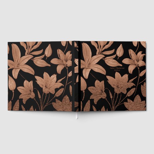 Antieke Bloem Persoonlijke Trouwdag Echte Folie Gastenboek (Volledig)