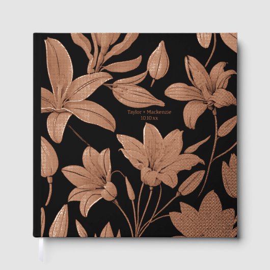 Antieke Bloem Persoonlijke Trouwdag Echte Folie Gastenboek (Voorkant)