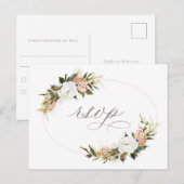 Antieke bloem-RSVP Briefkaart (Voorkant / Achterkant)