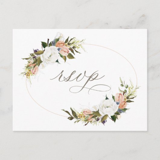 Antieke bloem-RSVP Briefkaart (Voorkant)