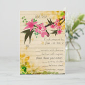 Antieke bloem RSVP kaart (Staand voorkant)