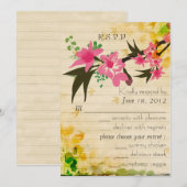 Antieke bloem RSVP kaart (Voorkant / Achterkant)