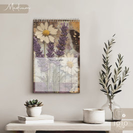 Antieke bloem vlinder kalender