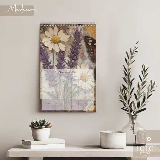 Antieke bloem vlinder kalender