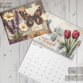 Antieke Bloem Vlinder Kalender