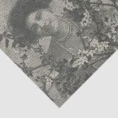 Antieke bloemadvertentie in de krant tissuepapier (Detail)