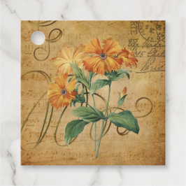 Antieke bloemen cadeau & favor tag bedankjes labels