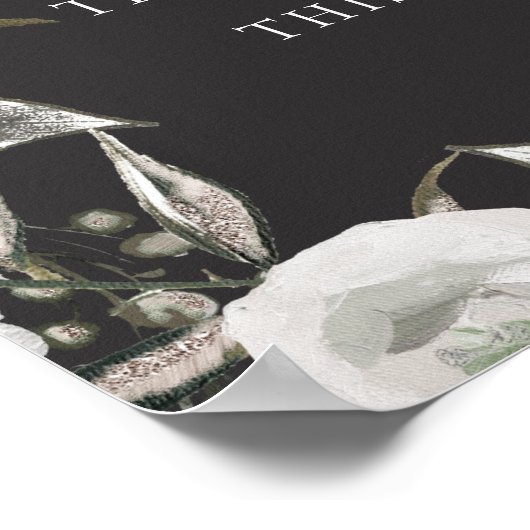 Antieke Bloemen Fotohokje Huwelijk Bord Cherish Poster (Hoek)