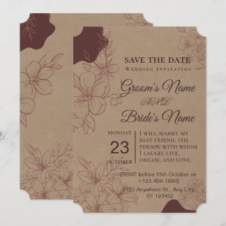 Antieke bloemen save the date uitnodigingskaart kaart