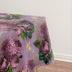 Antieke Bloemenen Bijen Damast Mauve Goud Tafelkleed
