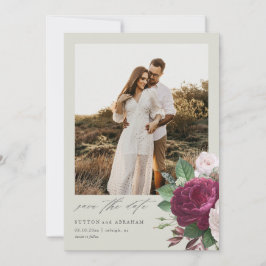 Antieke bloemenfoto trouwkaart save the date kaart