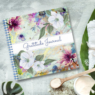 Antieke bloemengroen waterverf dankbaarheidsjourna notitieboek