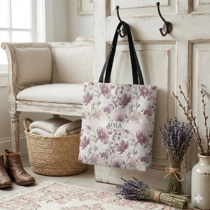 Antieke Bloemenkraant Patroon Tote Bag