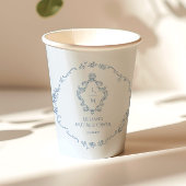 Antieke bloemenkrans Toile Something Blue Wapen Papieren Bekers