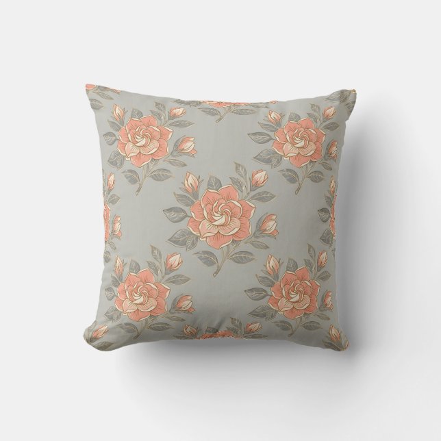 Antieke bloemenkussen kussen (Voorkant)