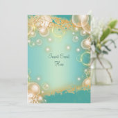 Antieke bloemenopeenvolgende parels elegante bruil kaart (Staand voorkant)