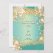 Antieke bloemenopeenvolgende parels elegante bruil kaart (Achterkant)