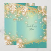 Antieke bloemenopeenvolgende parels elegante bruil kaart (Voorkant / Achterkant)