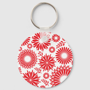 Antieke bloemensleutelhanger rood sleutelhanger