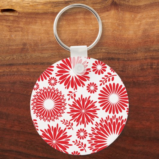 Antieke bloemensleutelhanger rood sleutelhanger (Voorkant)