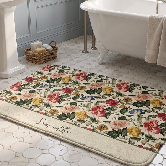 Antieke bloemenuitmonogramnaam badmat