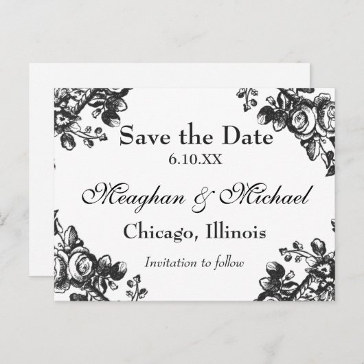 Antieke bloemgroen aankondigingskaart (Voorkant / Achterkant)