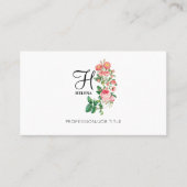 Antieke Bloemige Botanische Aangepaste Monogram Visitekaartje (Voorkant)