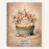 Antieke Bloemige Cupcake Notitieboek (Voorkant)
