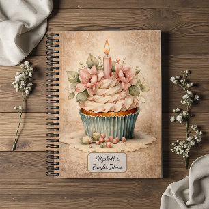 Antieke Bloemige Cupcake Notitieboek