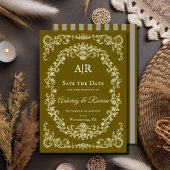Antieke bloemige monogram 'save the date'-uitnodig save the date