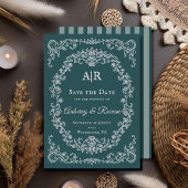 Antieke bloemige monogram 'save the date'-uitnodig save the date