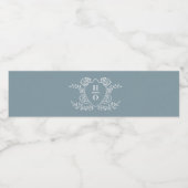 Antieke bloemige monogram trouw Crest Waterfles Etiket (Enkel label)