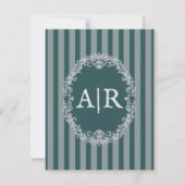 Antieke bloemige monogram trouw-RSVP kaart (Achterkant)