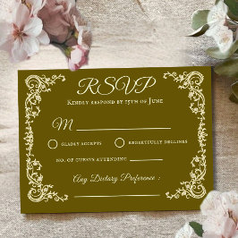 Antieke bloemige monogram trouw-RSVP kaart