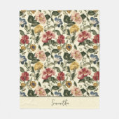 Antieke Bloemige Monogramnaam Fleece Deken (Voorkant)