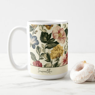 Antieke Bloemige Monogramnaam Koffiemok