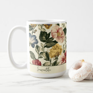 Antieke Bloemige Monogramnaam Koffiemok