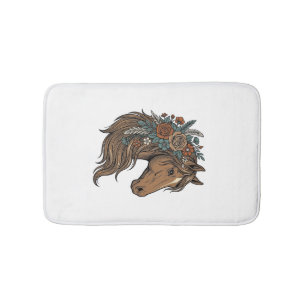 Antieke bloemige paardenkop vectondesign_1 badmat