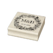 Antieke bloemige rustieke krans monogram bruiloft rubberstempel (Stempel)