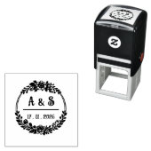 Antieke bloemige trouw monogram rubberen stempel (In situ)