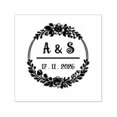 Antieke bloemige trouw monogram rubberen stempel (Design)