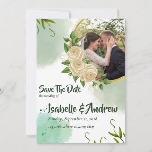 Antieke bloemige trouwkaart om de datum te reserve save the date